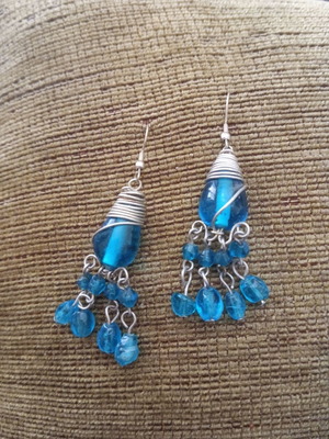 Handmade earrings like new, 3 pairs, silver and steel