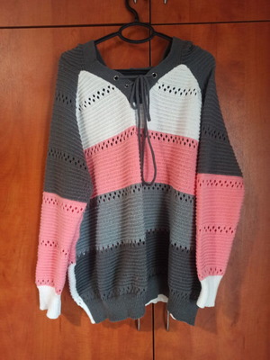 Hoodie almost like new, size 5XL, gray and pink