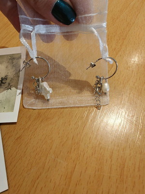 Hoop earrings with elements new, silver