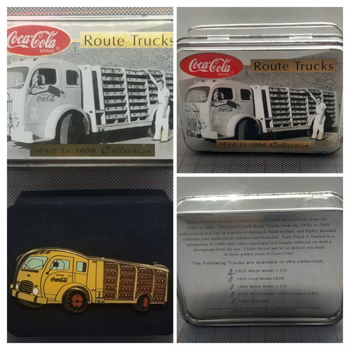 Coca-Cola Route Truck Pin like new in collectible tin box