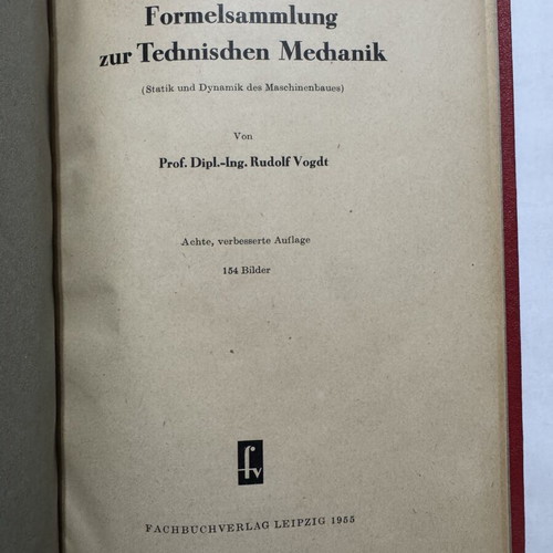 Formelsammlung zur Technischen Mechanik by Rudolf Vogdt, like new