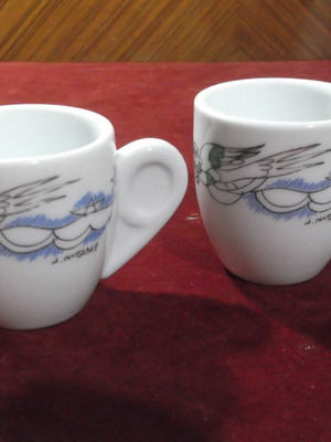 Loumidis espresso cups set of two ceramic signed by D. Mytaras like new