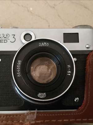 FED 3 camera used with original leather case