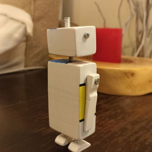 Robot handmade decoration inspired by Piet Mondrian, like new