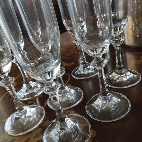 Champagne glasses used, set of 8 vintage in excellent condition