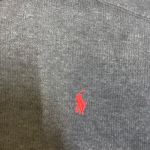 Ralph Lauren Quarter Zip sweater, grey, red pony, size S