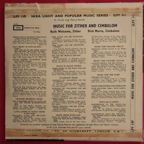 Ruth Welcome and Dick Marta The Zither and The Cimbalom 10" LP