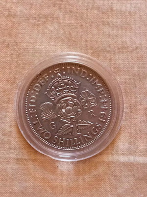 British silver coin 2 shillings (1 florin) 1944 used