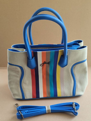 Privata shoulder-hand bag like new, gray with blue details