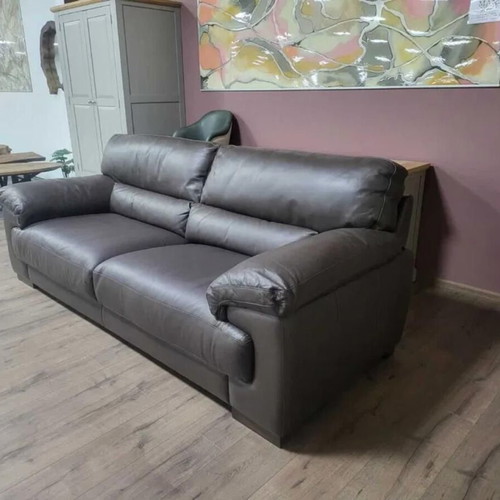 Dark brown leather three-seater sofa new, 100% genuine leather