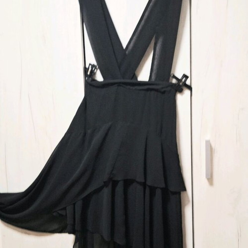 Skirt with straps like new, black, size L, chiffon