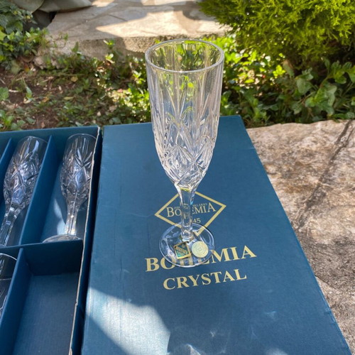 Bohemia crystal glasses new, set of 6 pieces