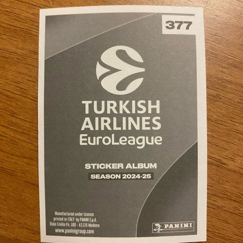 The Flying Nunn Euroleague 2024-25 Panini sticker like new