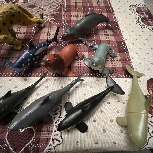 Plastic animals used, set of 30, farm jungle sea