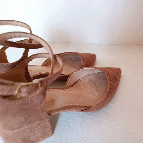 Arte Piedi suede pink pointed pumps with low block heel size 36 like new