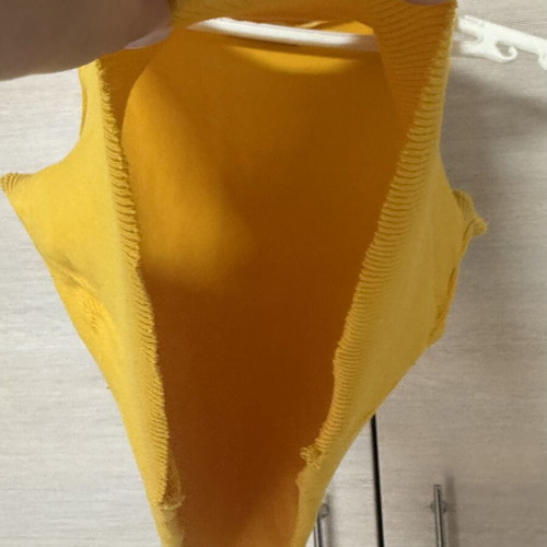 Zara yellow orange ribbed cotton cropped tank top