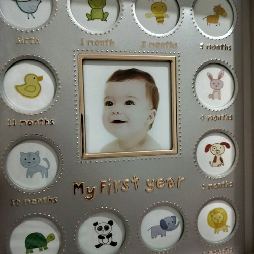 Silver frame "My first step" new for baby's first year