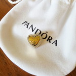 Pandora S925ALE heart charm, gold and silver