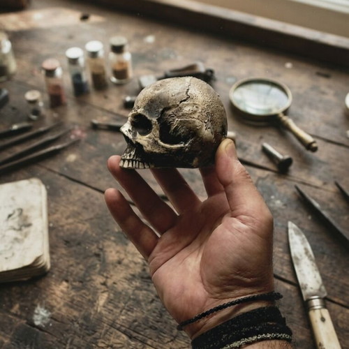 Decorative Ceramic Skull Stoneware Handmade