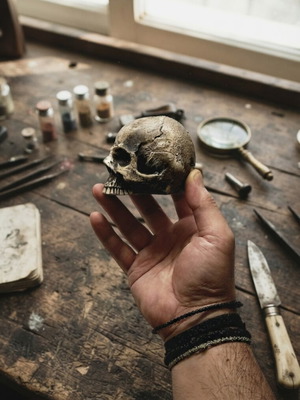 Decorative Ceramic Skull Stoneware Handmade