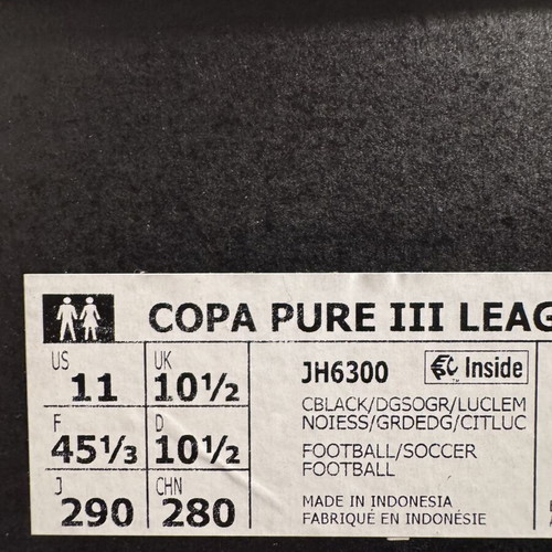 Adidas Copa Pure 3 League football boots size 45.5, black