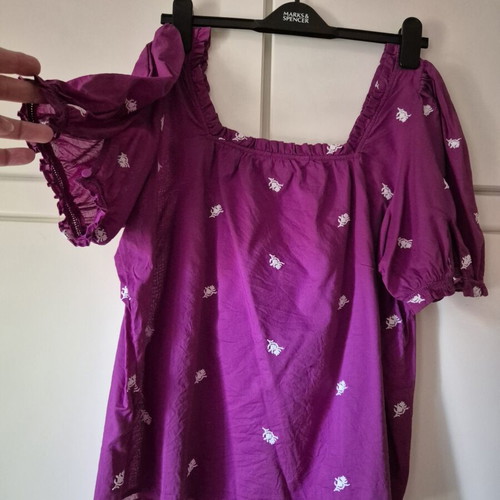 Cotton embroidered top Marks & Spencer like new, size XXL, purple