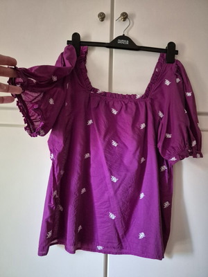 Cotton embroidered top Marks & Spencer like new, size XXL, purple