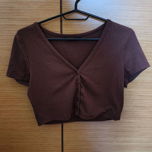 Ribbed Crop Top Shein like new, brown, size M