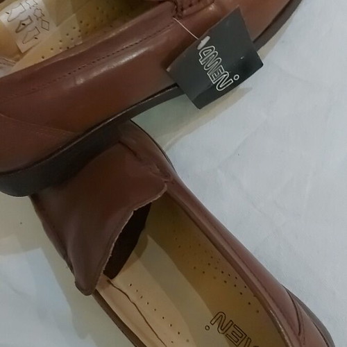 Men's leather shoes brown loafers size 44 new