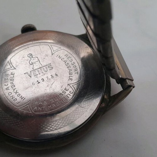 Venus vintage winding men's watch used, gold tone