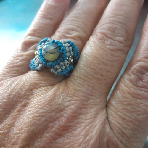 Macrame ring made to order, blue