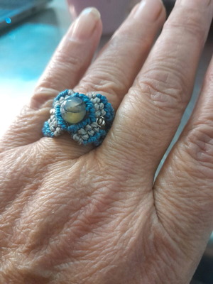Macrame ring made to order, blue
