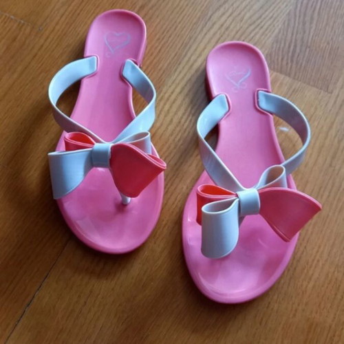 Axel flip-flops like new, size 36-37, coral with double bow