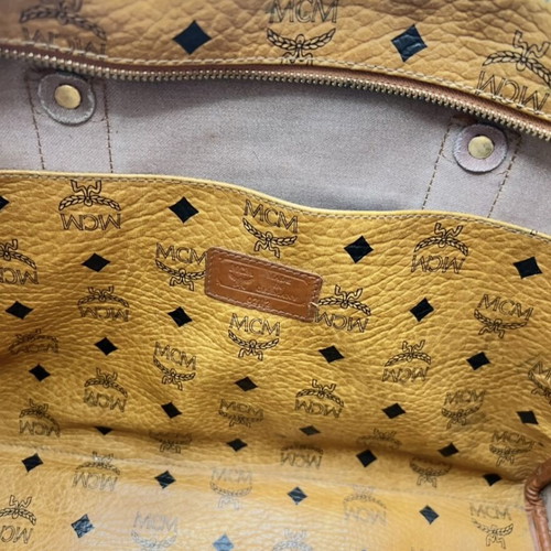 MCM Cognac Aren Visetos school tote bag