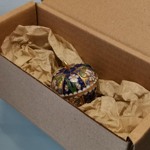 Cloisonne decorative pumpkin used with floral motifs