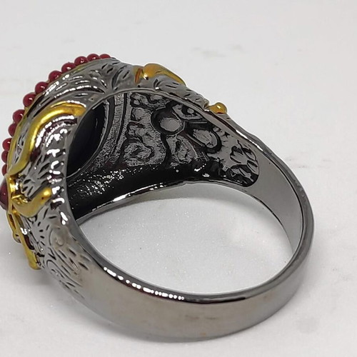 Men's ring with large red stone