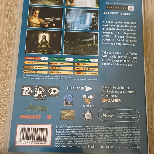 Lara Croft Tomb Raider PC DVD ROM like new