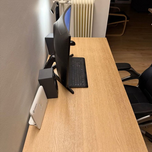 Malm Work Desk beige like new with drawer and cabinet