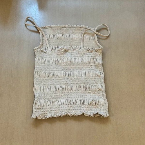Top beige with thin straps and ruching like new, H&M, size S
