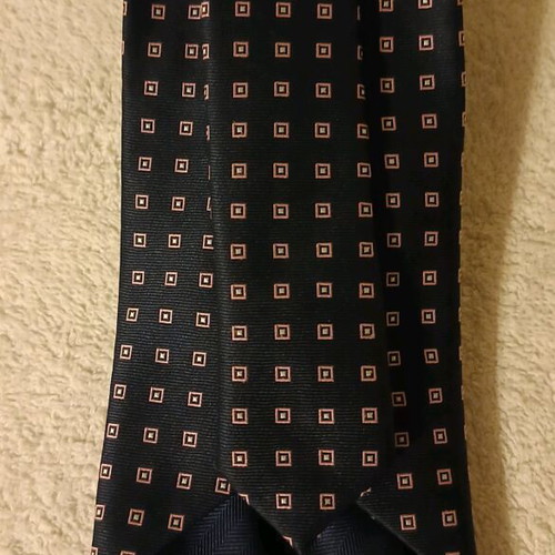 Marks and Spencer men's tie new, dark blue with pink check