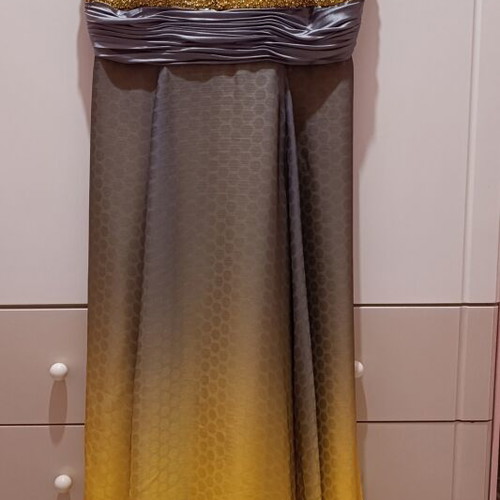 Evening dress Allure gray and yellow with embroidered bust like new