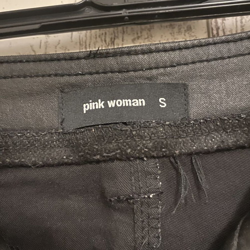 Pink Woman Black Waxed Wide Leg Trousers Size S Like New
