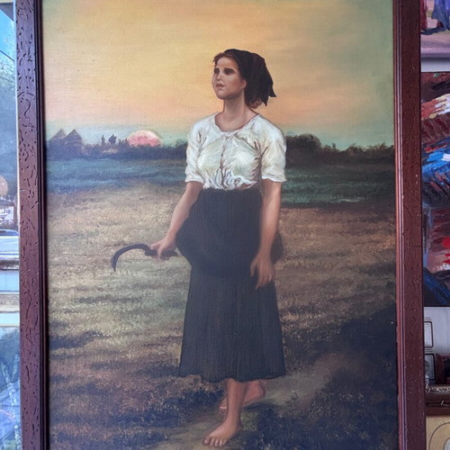 Painting of a girl harvesting new