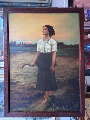 Painting of a girl harvesting new
