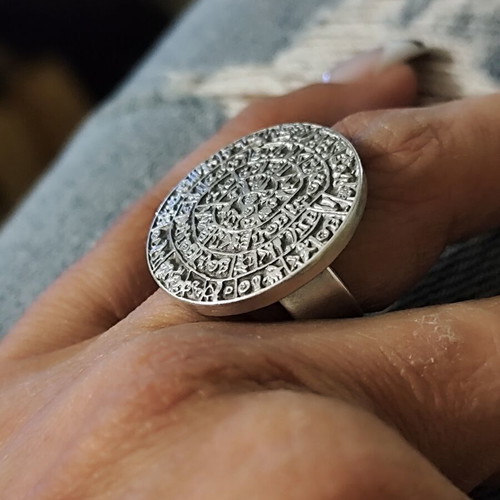 Adjustable Ring Disc of Phaistos new, vintage stock, silver color
