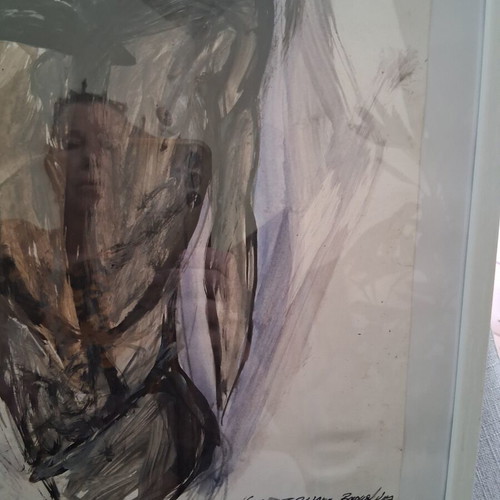 Expressionist painting "Nude" framed 30×40cm like new, signed