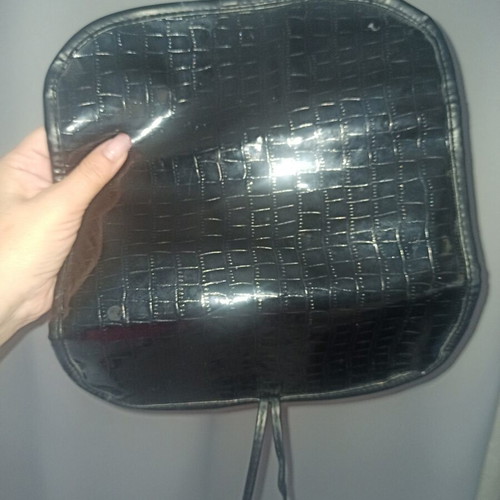 Makeup Brush Case like new, black synthetic croco texture