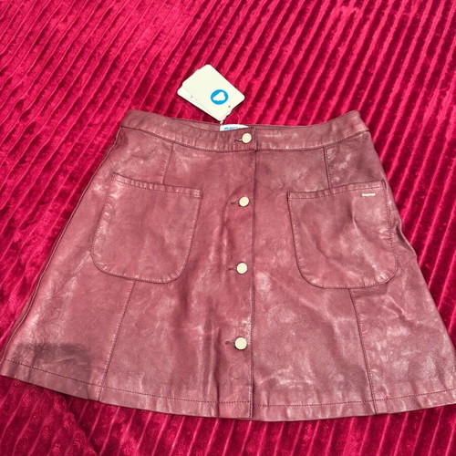 Mayoral Kids Leather Skirt Solid Burgundy New