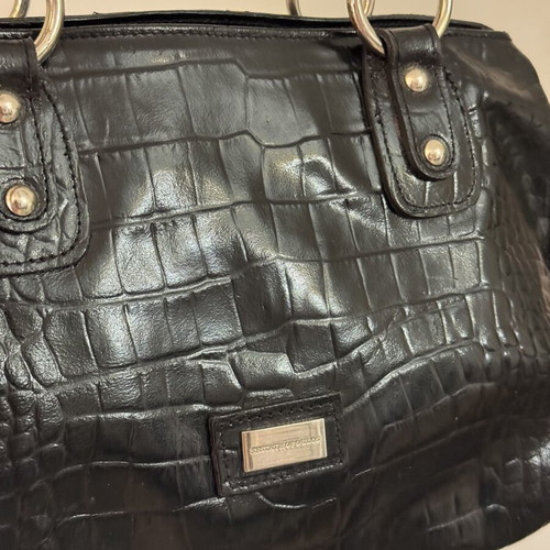 Efstathopoulos Black Genuine Leather Shoulder Bag preloved condition