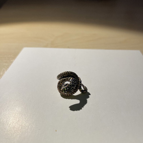 Faux bronze ring used with snake design and strass